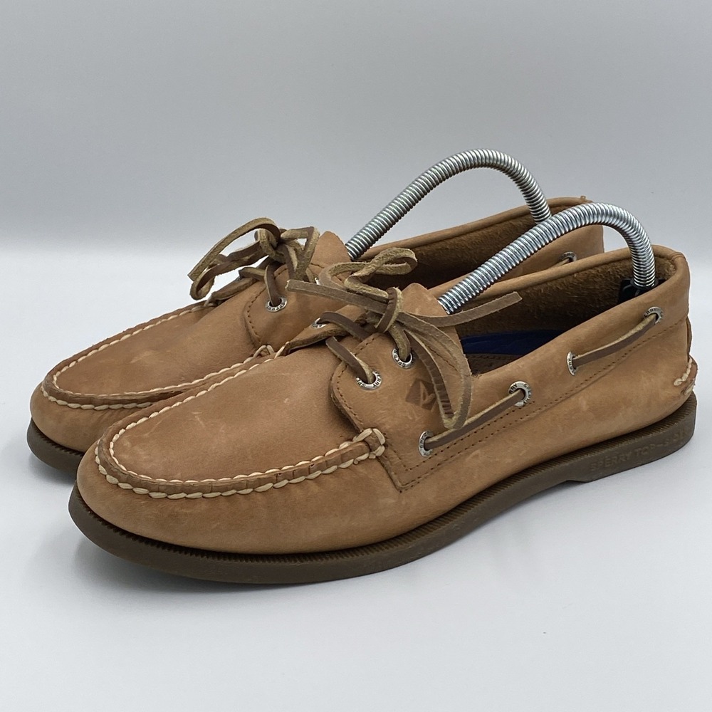 Sperry Top-Sider Authentic Original 2-Eye Boat Shoes Mens 9 Tan Leather 019740